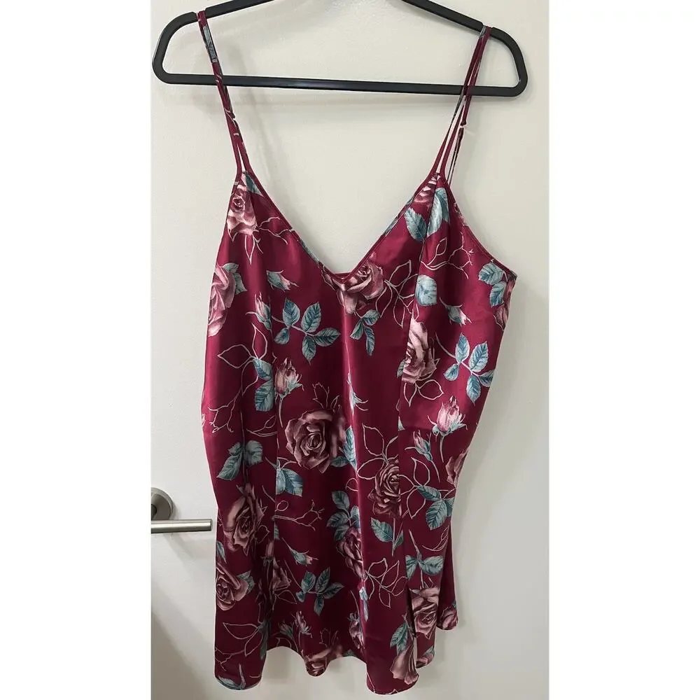 CACIQUE Lingerie Floral Roses‎ Tank Slip Dress Sz 18/20 Adjustable Strap Sexy